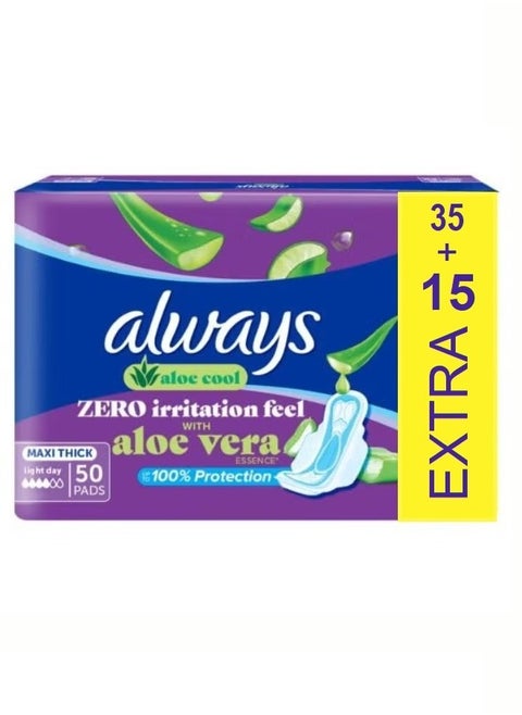Cool And Dry No Heat Feel Maxi Thick Sanitary Pads With Wings - 50 Pad Count Large