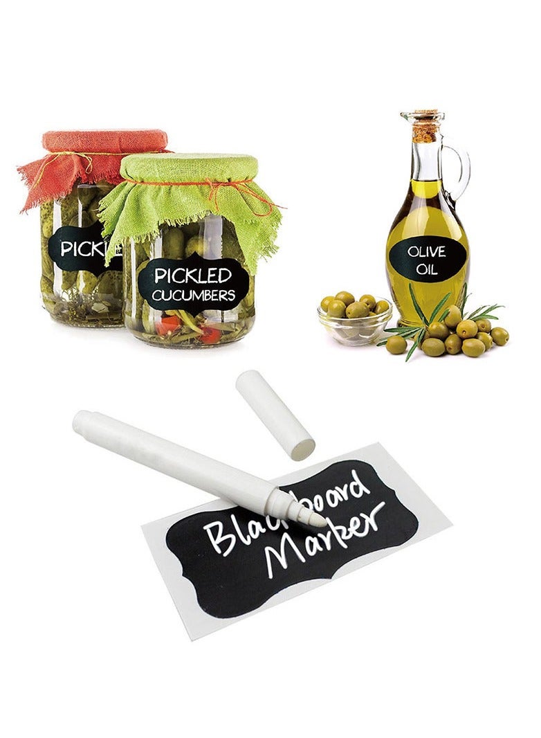 مجموعة استيكرات متعددة الاستخدامات للمنزل و المطبخ والمكتب قابلة لاعادة الاستخدام، مجموعة ملصقات مع قلم لتسمية الاوعية والاكواب وتنظيم منزلك ومطبخك وحتى مكتبك - Image 1