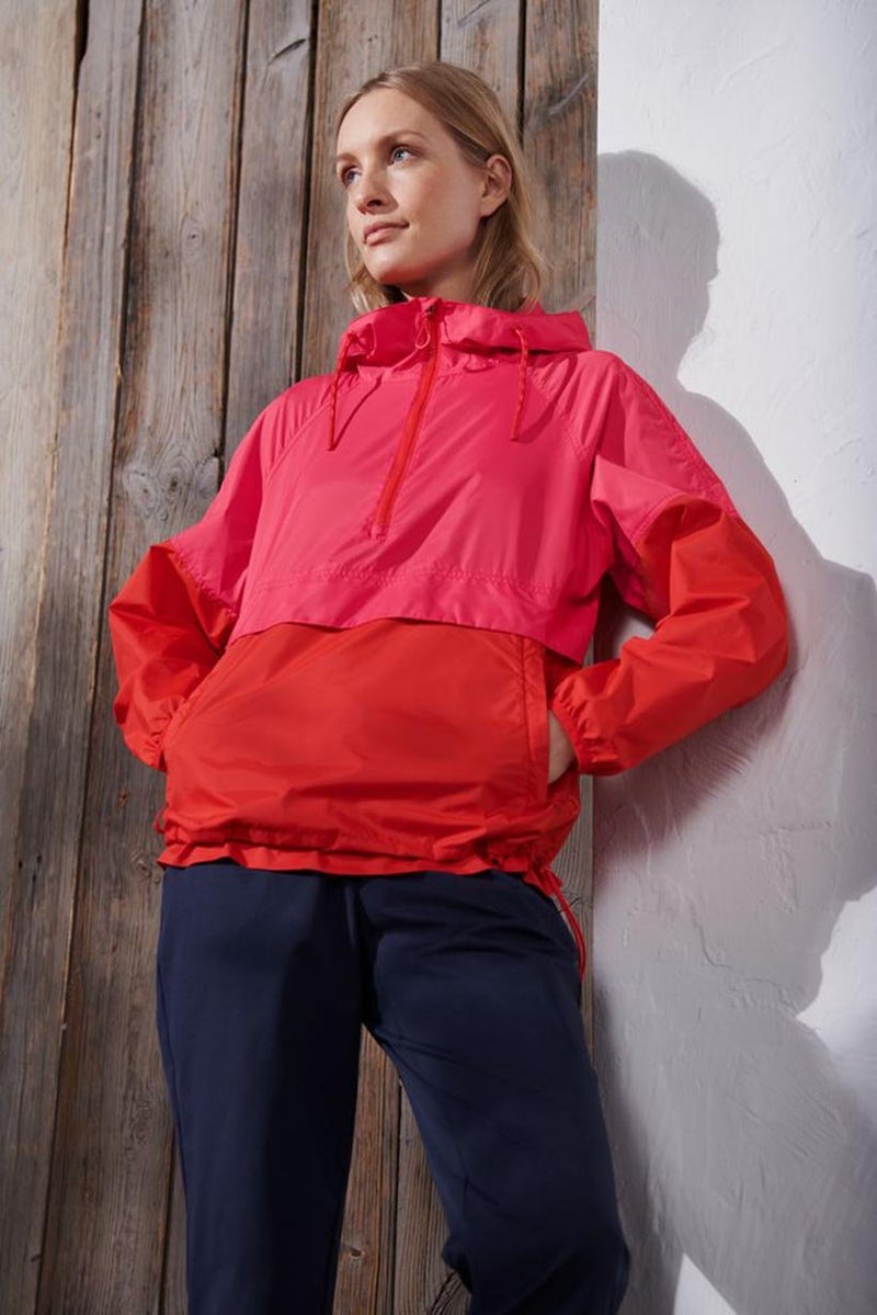 Tchibo Women Hooded Long Sleeve Block Jacket, Red and Pink - Image 1