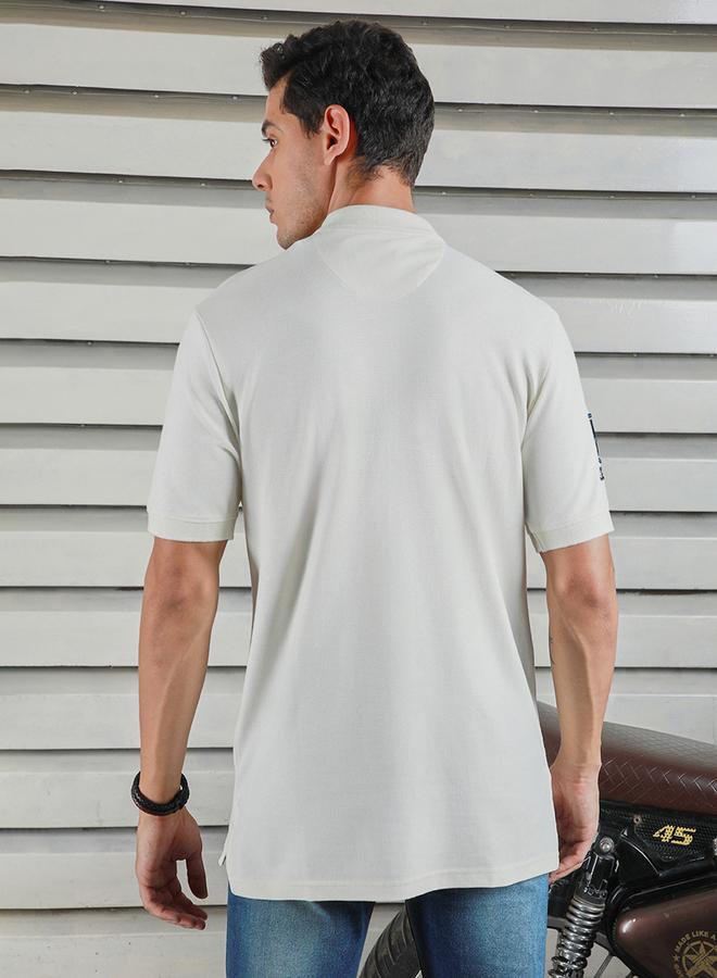 HIGH STAR Slogan Print Regular Fit Polo Neck T-Shirt - Image 1