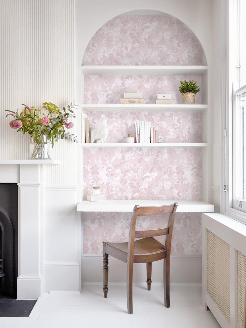 Dimoon 17.3" X 78.7" Peel and Stick Wallpaper Floral Boho Pink Contact Paper Bird Cute Girl Modern Wall Paper Renter Friendly Waterproof Removable Self Adhesive Bedroom Kitchen Dorm Cabinets Vinyl - Image 5