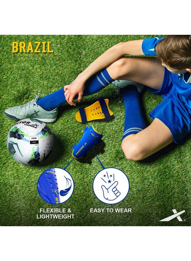 Vector X Football Shinguard with Adjustable Velcro for Boys Kids ( Blue/Yellow, Small/Medium) | for Football Games Matches, Training | Light Weight & Breathable - Image 5