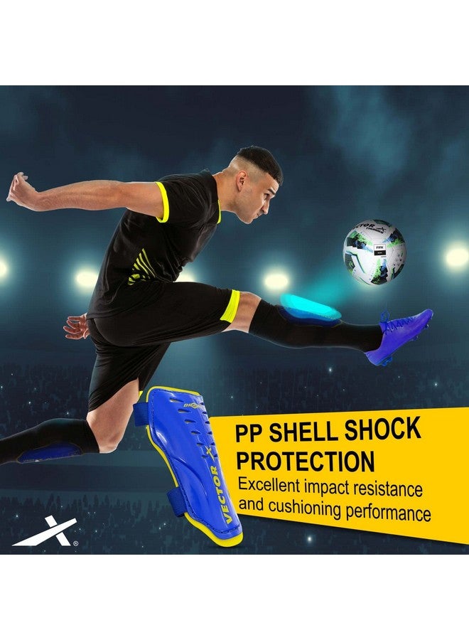 Vector X Football Shinguard with Adjustable Velcro for Boys Kids ( Blue/Yellow, Small/Medium) | for Football Games Matches, Training | Light Weight & Breathable - Image 4