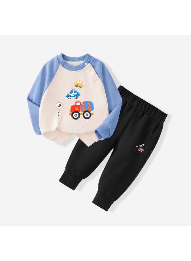 YISHUANGER Cute Cartoon Boys' Sportswear Set Spring/autumn Baby Casual Two-piece Set Baby Spring Clothes Infant & Toddler Clothing Car - Image 2