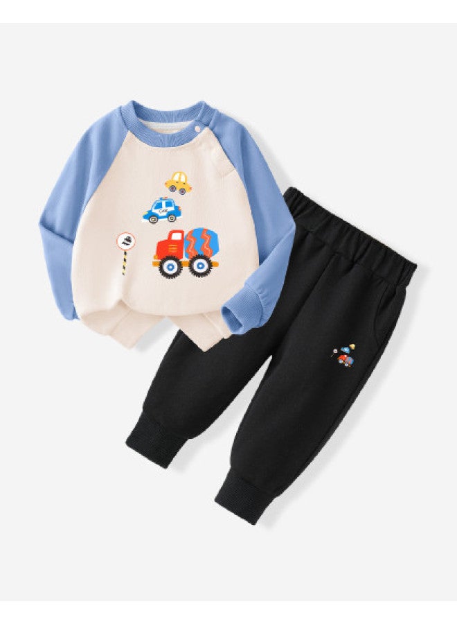 YISHUANGER Cute Cartoon Boys' Sportswear Set Spring/autumn Baby Casual Two-piece Set Baby Spring Clothes Infant & Toddler Clothing Car - Image 1