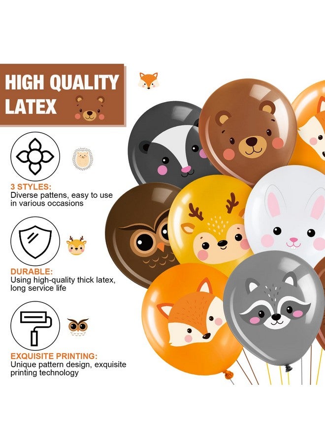 Suilung 45 Pcs Woodland Animal Balloons 12 Inch Forest Animal Woodland Latex Balloons Theme Party Decor for Birthday Party Indoor Outdoor Decor - Image 3