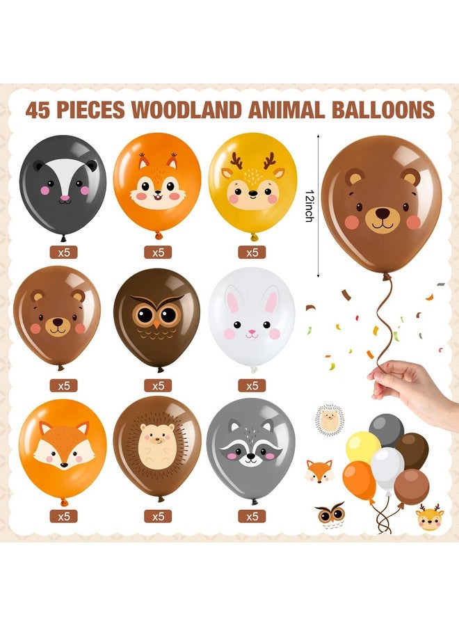 Suilung 45 Pcs Woodland Animal Balloons 12 Inch Forest Animal Woodland Latex Balloons Theme Party Decor for Birthday Party Indoor Outdoor Decor - Image 2