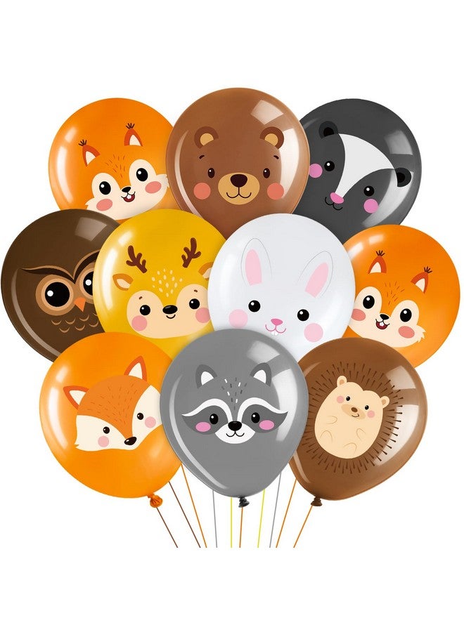 Suilung 45 Pcs Woodland Animal Balloons 12 Inch Forest Animal Woodland Latex Balloons Theme Party Decor for Birthday Party Indoor Outdoor Decor - Image 1