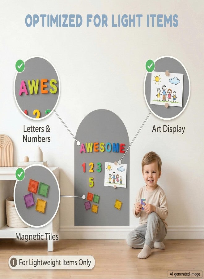 Qiytecno Magnetic Arch Wall Decal: Small 15.7" x 31.5" Peel and Stick Chalkboard with Strong Adhesive - Montessori-Inspired Spaces & Playroom Decor for Toddlers Ages 1-5 (Quiet Gray) - Image 5