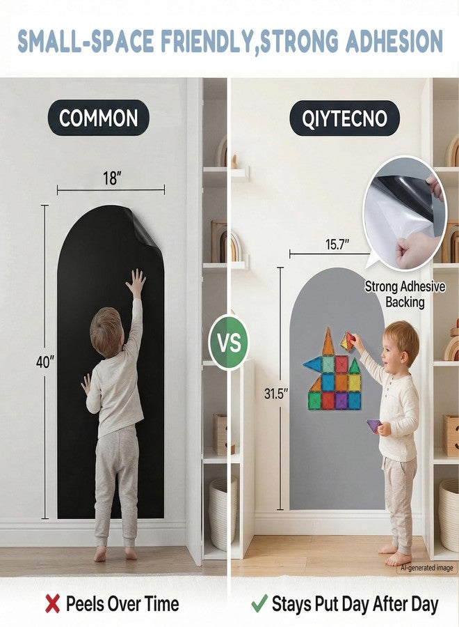 Qiytecno Magnetic Arch Wall Decal: Small 15.7" x 31.5" Peel and Stick Chalkboard with Strong Adhesive - Montessori-Inspired Spaces & Playroom Decor for Toddlers Ages 1-5 (Quiet Gray) - Image 3