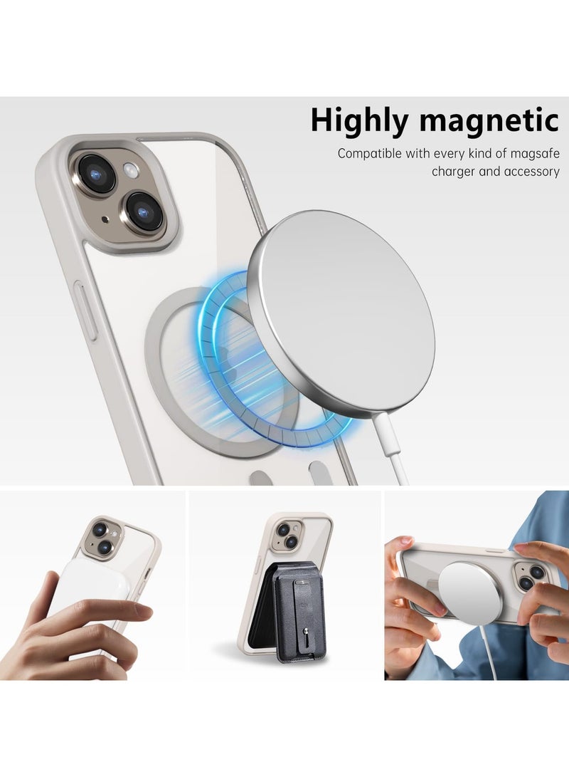 Magnetic Case for iPhone 15 Back Cover Compatible with Magsafe Drop Protection Anti-Scratch Translucent Matte Comfortable Touch Shockproof iPhone 15 Case , Grey - Image 2