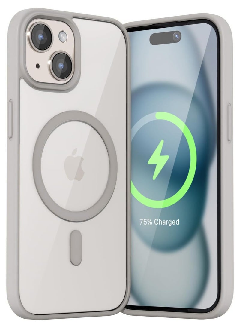 Magnetic Case for iPhone 15 Back Cover Compatible with Magsafe Drop Protection Anti-Scratch Translucent Matte Comfortable Touch Shockproof iPhone 15 Case , Grey - Image 1