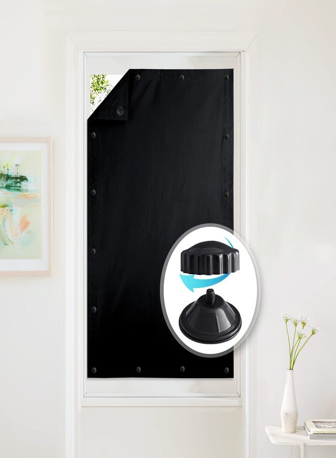 StangH Portable Blackout Blind Curtains for Kitchen/Car Curtains, Temporary Suckers Thermal Insulated Privacy Protect Window Shades Liners for Living Room, Solid Black, W35 x L64, 1 Panel - Image 1