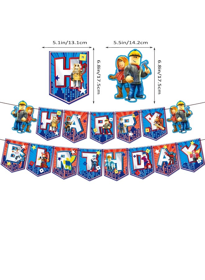روبلوكس مجموعة زينة حفلات عيد الميلاد بثيم Roblox، لافتة عيد ميلاد سعيد، بالونات لاتكس، زينة كيك وكب كيك لأعياد ميلاد الأطفال - Image 5