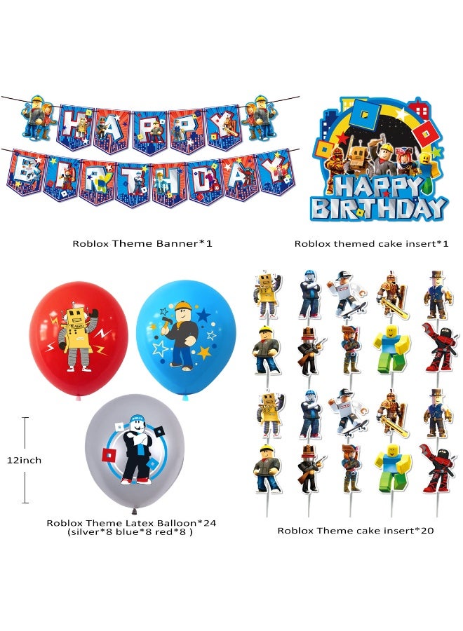 روبلوكس مجموعة زينة حفلات عيد الميلاد بثيم Roblox، لافتة عيد ميلاد سعيد، بالونات لاتكس، زينة كيك وكب كيك لأعياد ميلاد الأطفال - Image 2
