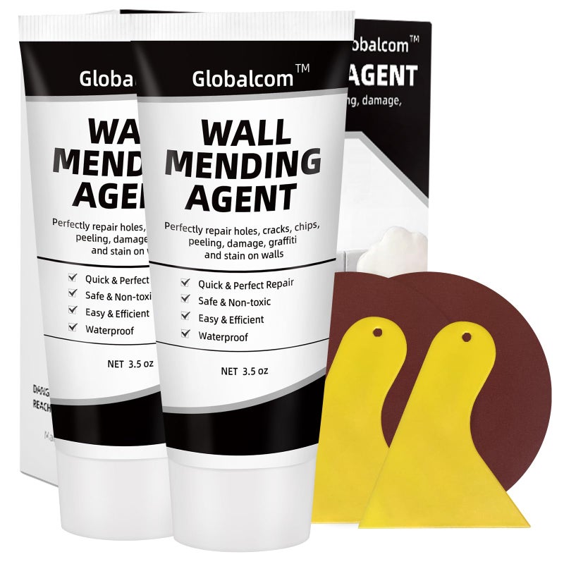 Globalcom Drywall Repair Kit Spackle Wall Repair Kit Drywall Putty for Filling Holes and Creak Damage Drywall Patch Nail Hole Filler for Walls Plaster Dent Repair - Image 1