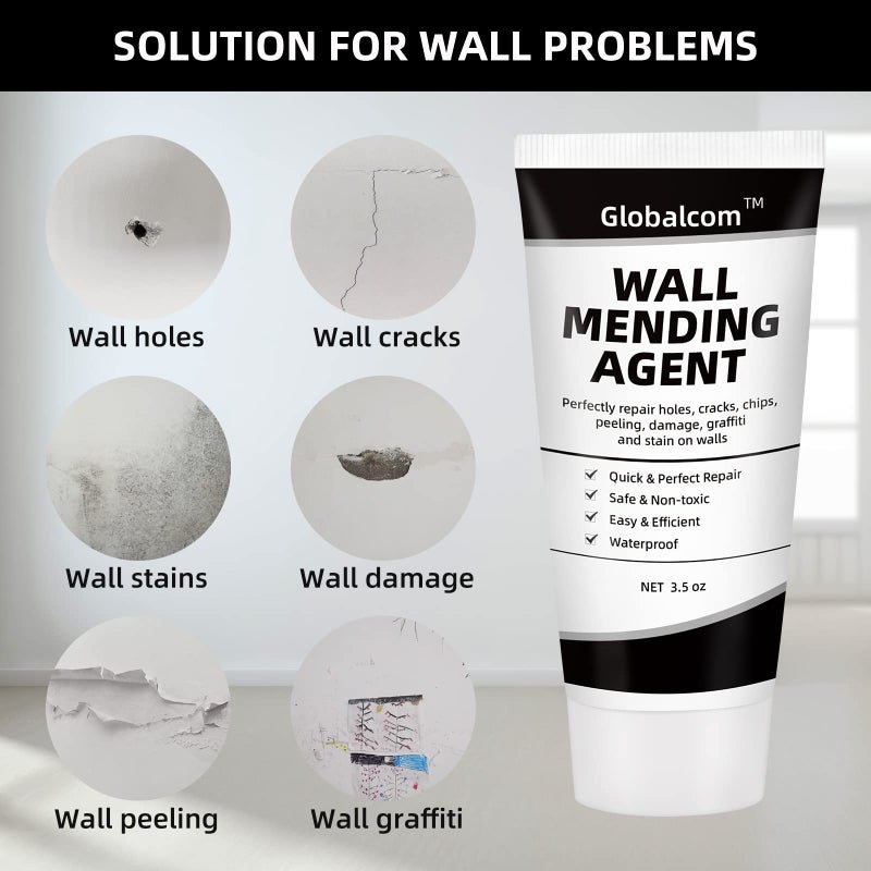 Globalcom Drywall Repair Kit Spackle Wall Repair Kit Drywall Putty for Filling Holes and Creak Damage Drywall Patch Nail Hole Filler for Walls Plaster Dent Repair - Image 4