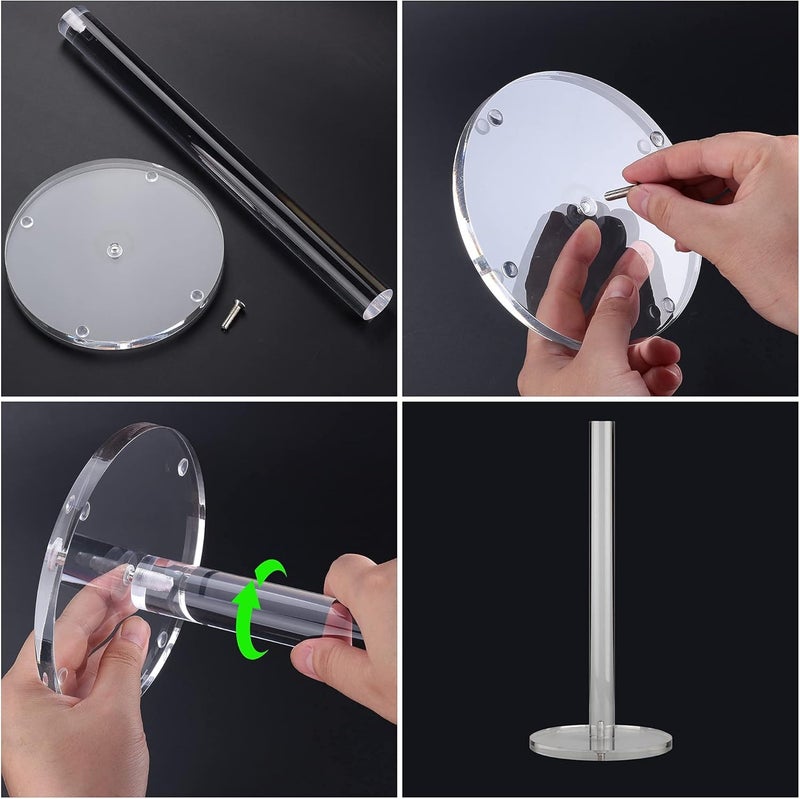WORHE Acrylic Paper Towel Holder Countertop, Transparent Roll Paper Towel Holder 15CM Dia. Thick Base for Kitchen,Bathroom, Living Room, Paper Towel Dispenser for Tear Tissue Roll 1 Pack (AE010) - Image 5