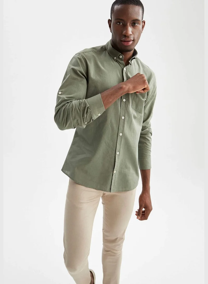 ديفاكتو Long Sleeve Slim Fit Polo Neck Shirt