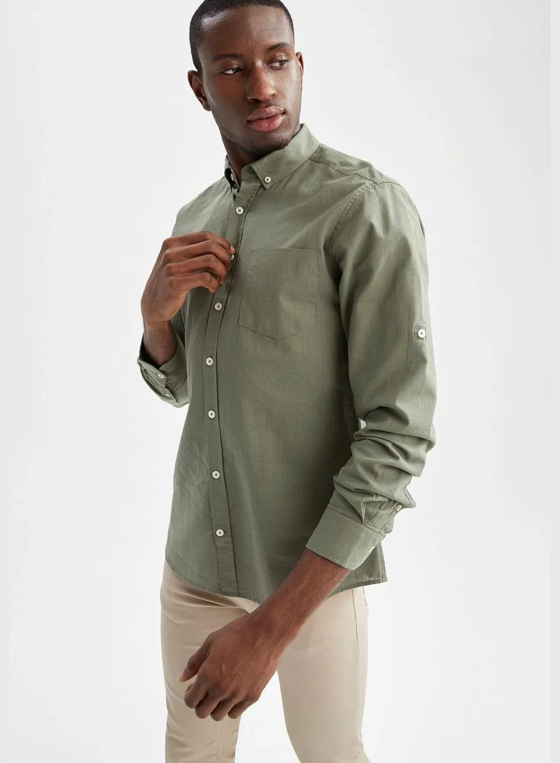 ديفاكتو Long Sleeve Slim Fit Polo Neck Shirt