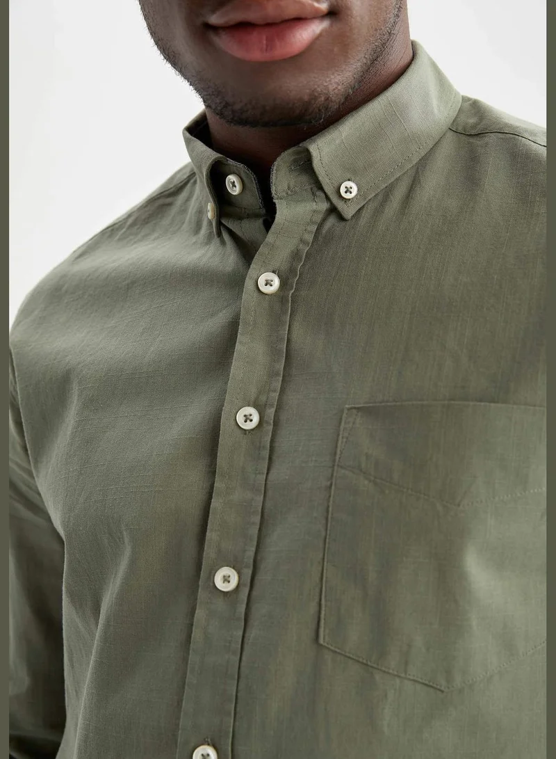 ديفاكتو Long Sleeve Slim Fit Polo Neck Shirt