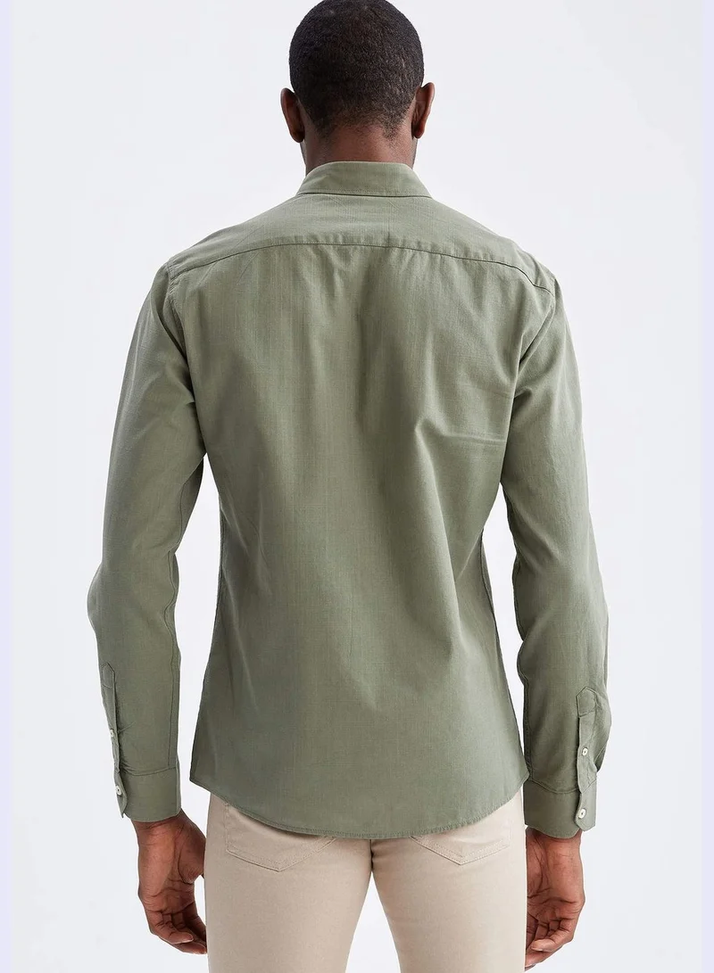 ديفاكتو Long Sleeve Slim Fit Polo Neck Shirt