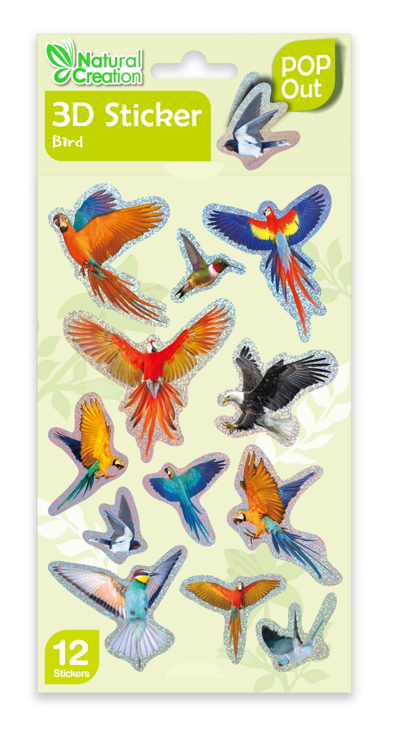 Avenir - Natural Creation 3D Bird Stickers – 12 Puffy Decorative Stickers | Creative Craft & Scrapbooking Stickers for Kids, Journals, Cards & Gifts - Image 1