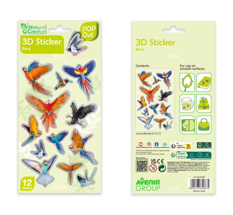 Avenir - Natural Creation 3D Bird Stickers – 12 Puffy Decorative Stickers | Creative Craft & Scrapbooking Stickers for Kids, Journals, Cards & Gifts - Image 5