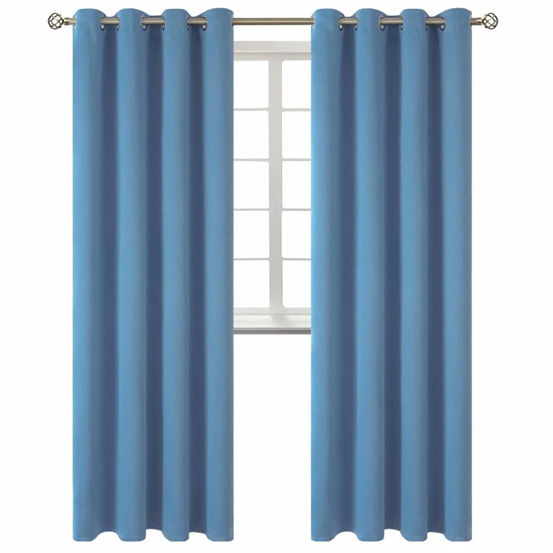BGment Blackout Curtains for Bedroom - Grommet Thermal Insulated Room Darkening Curtains for Living Room  Set of 2 Panels (52 x 95 Inch  Faded Denim) - Image 1