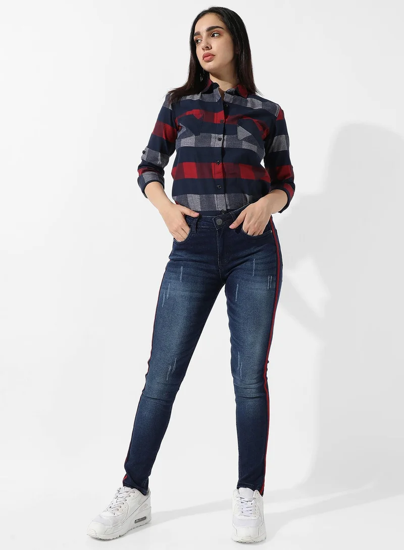 Pinacolada  Women's Side-Striped Skinny Fit Denim Jeans for Women | Best Price UAE