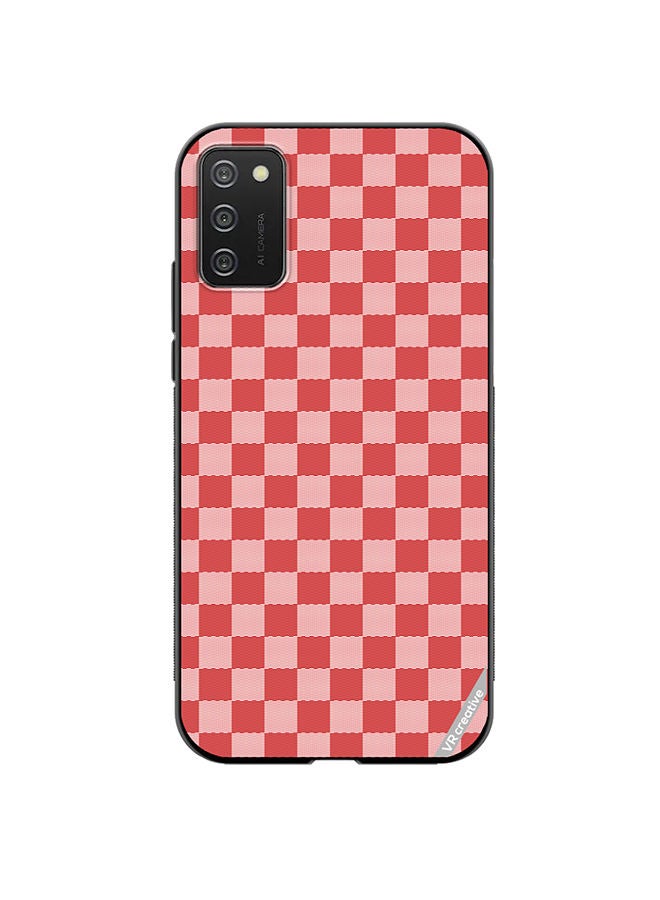 VR CREATIVE Protective Case Cover For Samsung Galaxy A02s Red Checkerboard Abstract Textured Checkers Design Multicolour - Image 1