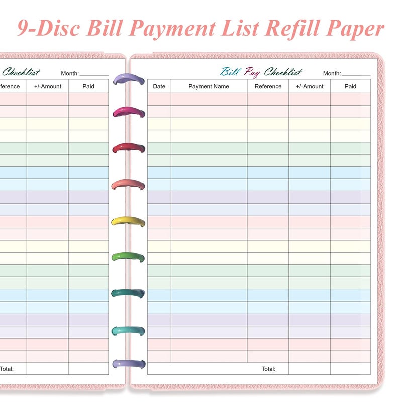Yaridar Bill Pay Checklist Refills - 50 Sheets/100 Pages Classic Size Colorful Monthly Budget Forms for 9-Disc Happy Planners, 7"x9.25" - Image 3