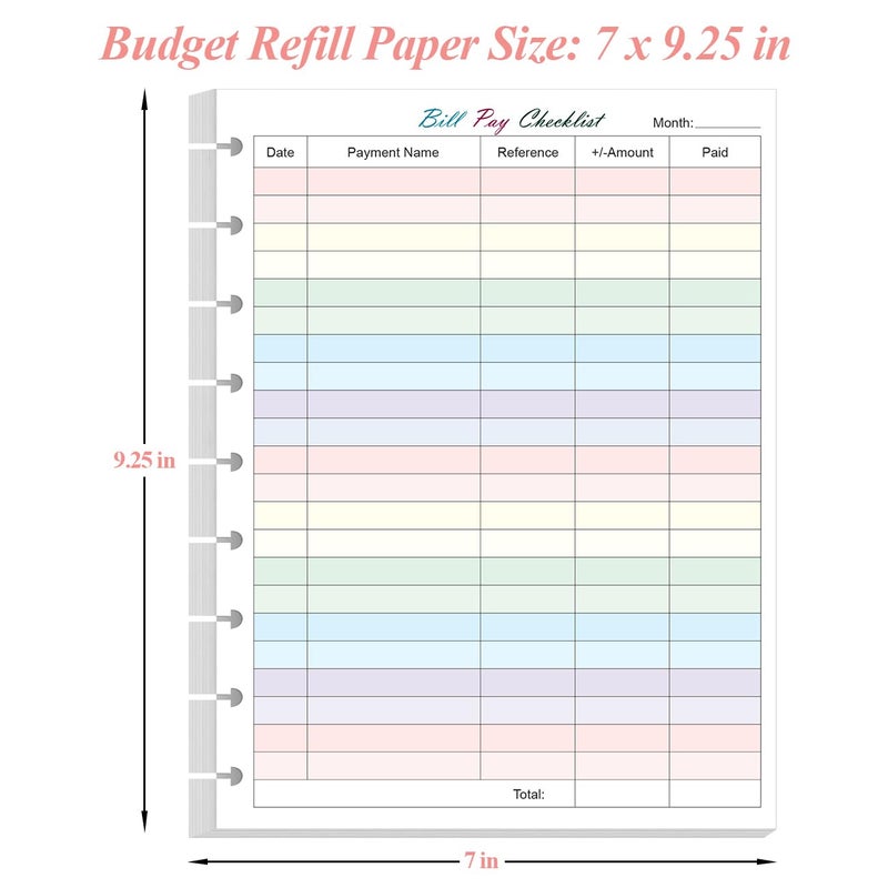 Yaridar Bill Pay Checklist Refills - 50 Sheets/100 Pages Classic Size Colorful Monthly Budget Forms for 9-Disc Happy Planners, 7"x9.25" - Image 4