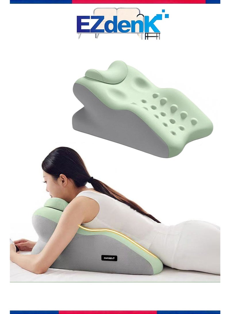 إزدنك وسادة إسفينية، وسادة دعم عنق الرحم إسفينية مريحة، وسادة دعم للرقبة من إسفنج الذاكرة، وسادة ظهر مساعدة للنوم، مناسبة لمن يعانون من الشخير وينامون على الجانب ويستلقون للقراءة ويسترخي الجسم (أخضر) - Image 1