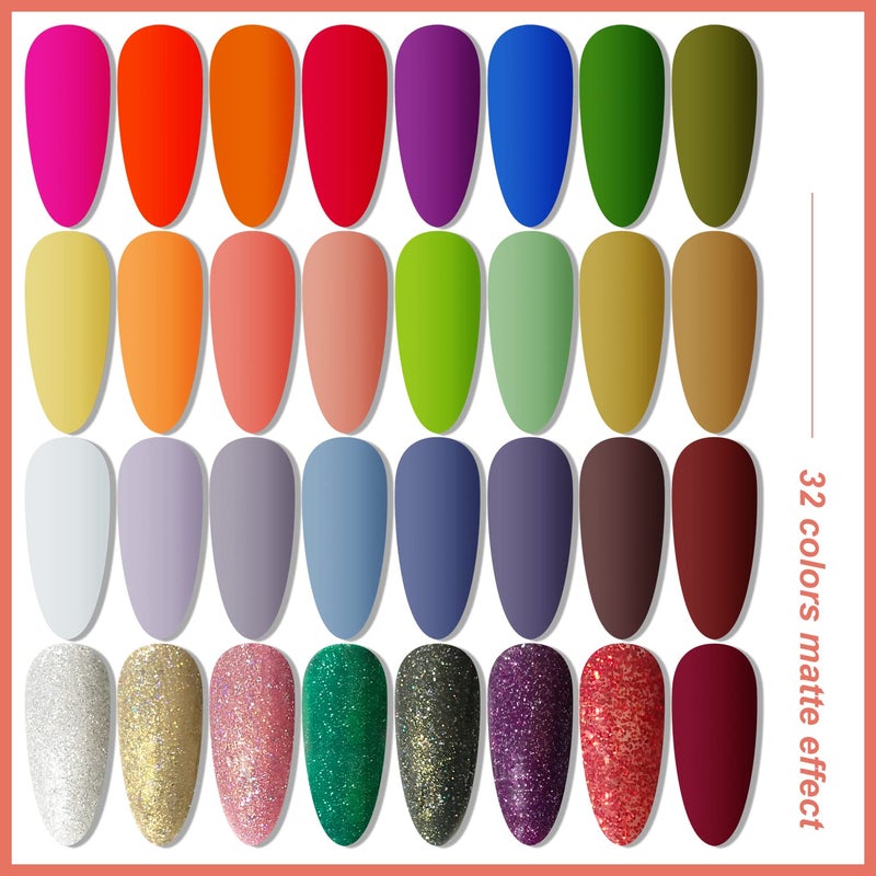 JODSONE Gel Nail Polish Kit with U V Light 32 Colors with Base Coat Matte Glitter Top Coat Gel Nail Set Manicure Salon Tools - Image 4