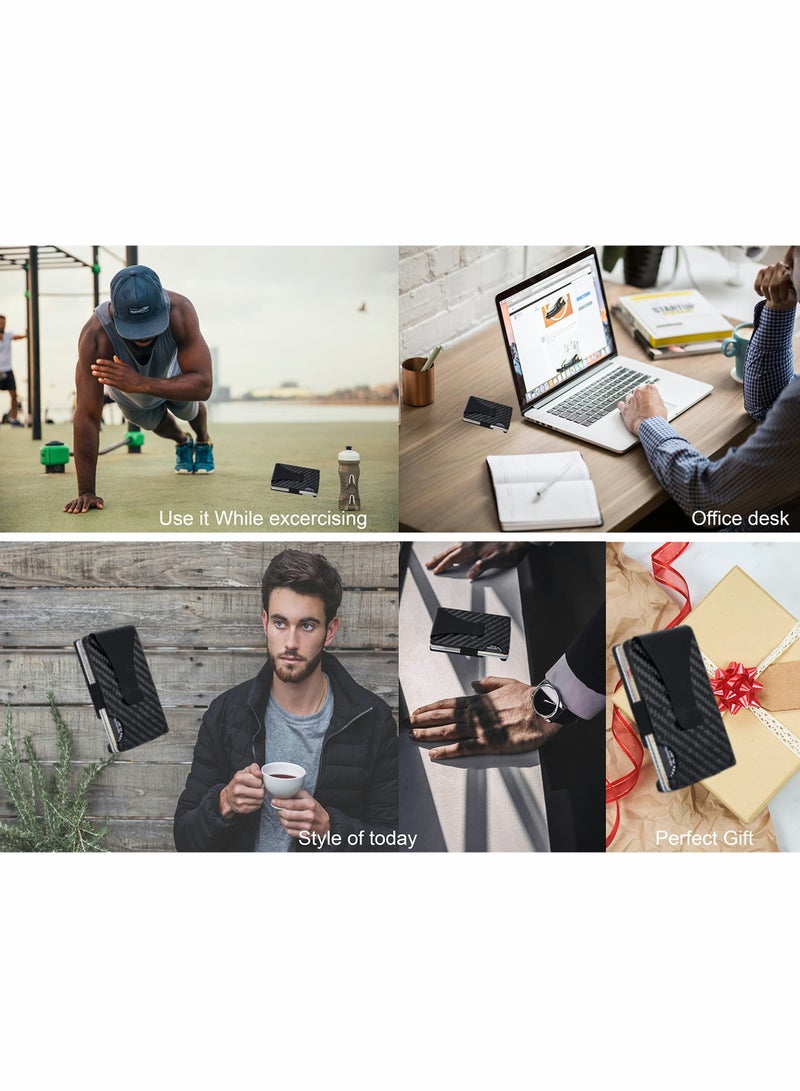 Carbon Fiber Wallet for Stylish Individuals, RFID Blocking Slim Credit Card Case - Image 3