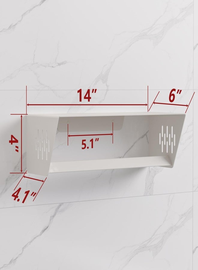Qeke Bathroom Lavatory Towel Rack, Wall Mount Towel Holder Towel Hanger Shelf with Towel Bar, SUS 304 Stainless Steel Towel Rack for Bathroom and Lavatory, Matte White, 14 Inch - Image 4