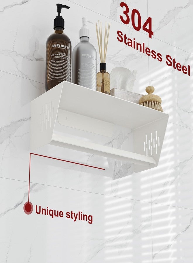 Qeke Bathroom Lavatory Towel Rack, Wall Mount Towel Holder Towel Hanger Shelf with Towel Bar, SUS 304 Stainless Steel Towel Rack for Bathroom and Lavatory, Matte White, 14 Inch - Image 5