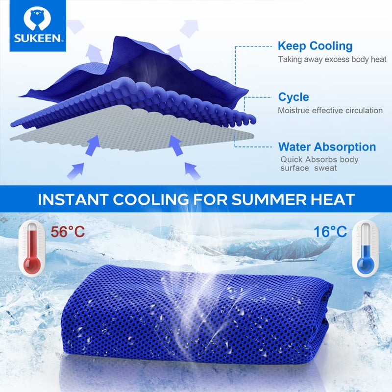 Sukeen 4 Pack Cooling Towels (40"x12"),Ice Towel,Soft Breathable Chilly Towel,Microfiber Towel for Yoga,Sport,Running,Gym,Workout,Camping,Fitness,Workout & More Activities - Image 3