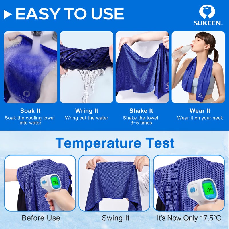 Sukeen 4 Pack Cooling Towels (40"x12"),Ice Towel,Soft Breathable Chilly Towel,Microfiber Towel for Yoga,Sport,Running,Gym,Workout,Camping,Fitness,Workout & More Activities - Image 2