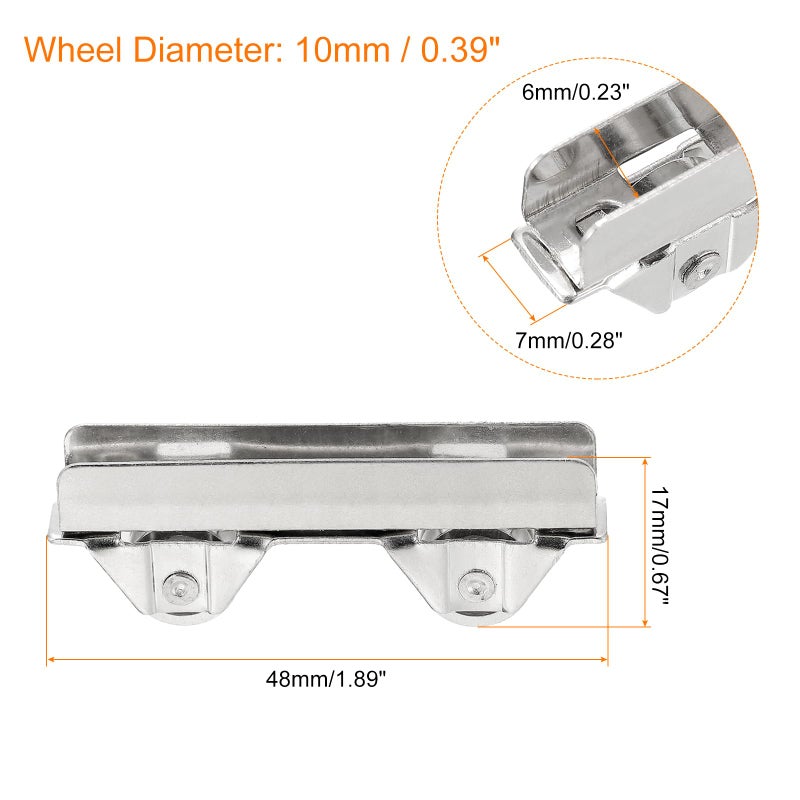 uxcell Sliding Patio Door Roller Assembly, 6mm Slotted Width Sliding Door Wheel Ball Bearings 48mm Length, Pack of 10 - Image 2