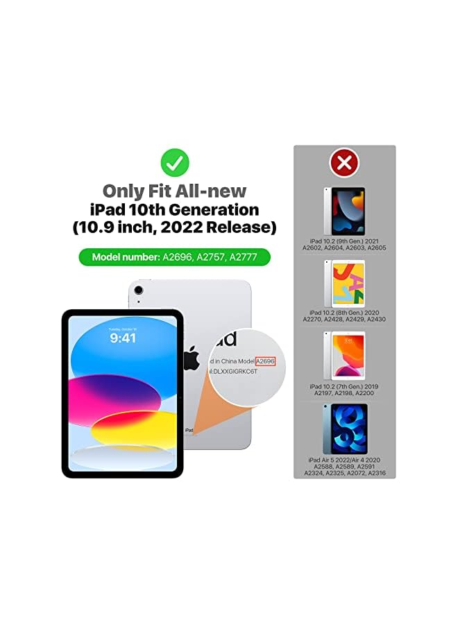 MoKo حافظة MoKo لجهاز iPad 10th Generation 10.9 بوصة 2022، غطاء هجين متين مقاوم للصدمات مع حامل للأطفال وواقي شاشة مدمج لجهاز iPad 10th Generation 2022، يدعم Touch ID، أحمر بطيخ - Image 2