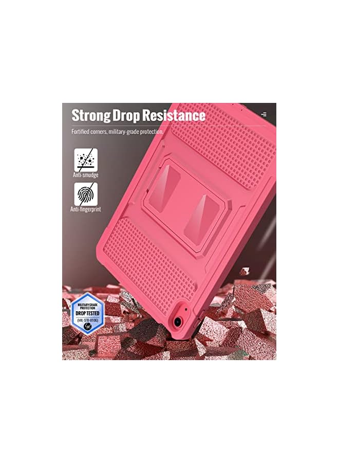 MoKo حافظة MoKo لجهاز iPad 10th Generation 10.9 بوصة 2022، غطاء هجين متين مقاوم للصدمات مع حامل للأطفال وواقي شاشة مدمج لجهاز iPad 10th Generation 2022، يدعم Touch ID، أحمر بطيخ - Image 4