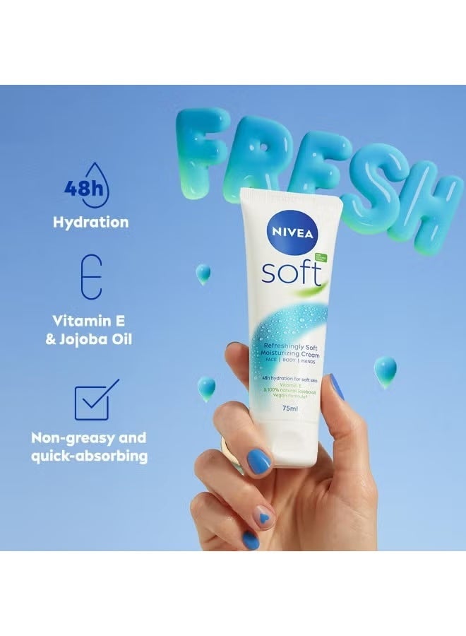 نيفيا كريم مرطب ومنعش للوجه والجسم واليدين بفيتامين E وزيت الجوجوبا 75 مل - Image 4