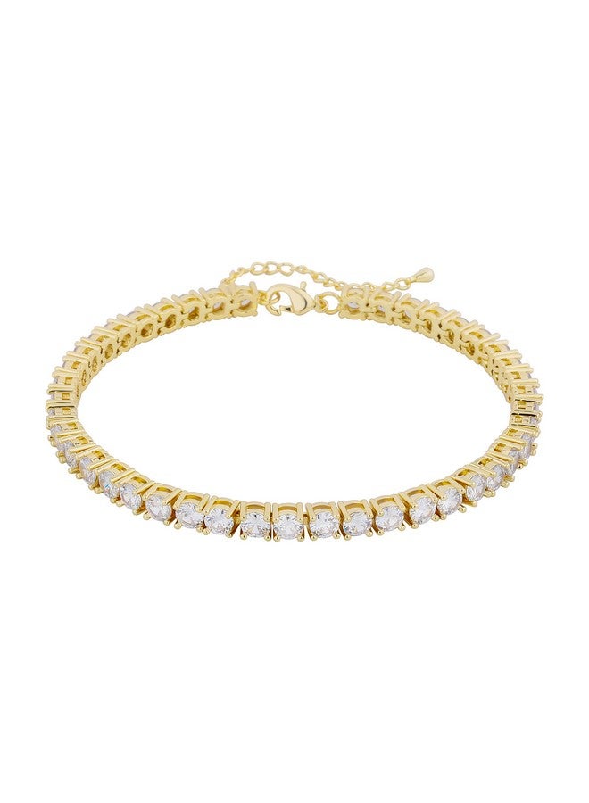 TOPGRILLZ 3-6Mm Tennis Chain Anklet With Extension Bracelet For Women, 14K Gold Plated Cz Diamond Fashion Foot Jewelry Gifts (3Mm Gold,9) - Image 1