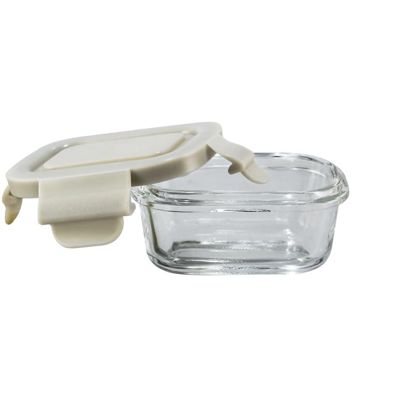 Iveo IVEO Borosilicate Glass Container Fresh Nano Microwave Safe Mini Food Container Lunch Box for Carrying and Storing Food Air Tight Leak Proof Food Storage 120 ml Rectangle 1 PcBeige - Image 2