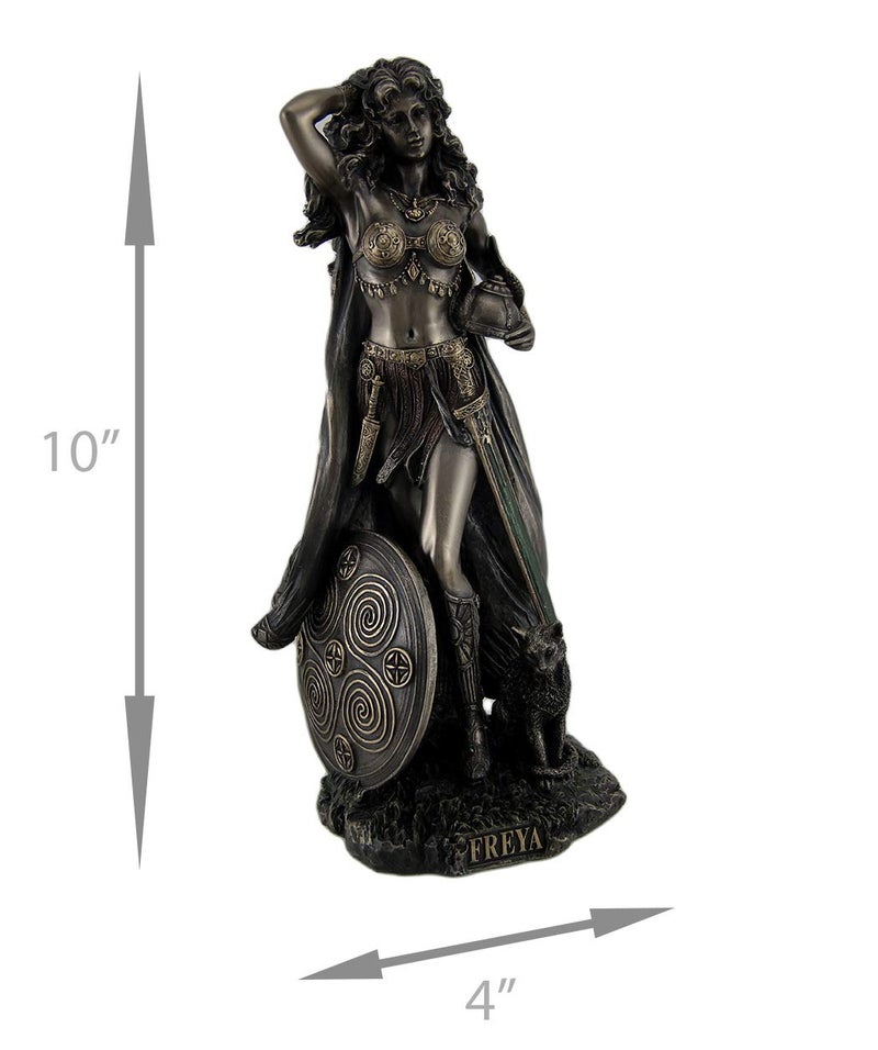 فيرونيز ديزاين Veronese Design Freya Norse Goddess of Love Beauty and Power مع خوذة ودرع - تمثال من الراتنجات البرونزية العتيقة - لهجات ممتازة مطلية باليد - طولها 10 بوصات - Image 4