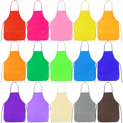 PLULON 8 Pcs Kids Apron Painting Aprons Kids Aprons for Painting Art Apron Smocks Bulk for Art Activity Craft Home Kitchen Classroom Party Supplies - Image 1