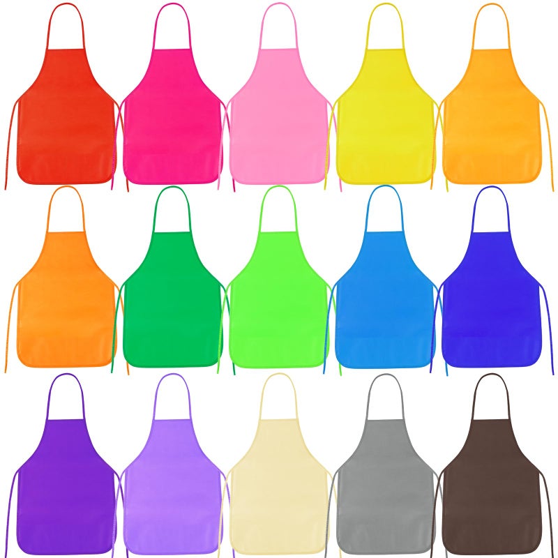PLULON 8 Pcs Kids Apron Painting Aprons Kids Aprons for Painting Art Apron Smocks Bulk for Art Activity Craft Home Kitchen Classroom Party Supplies - Image 2