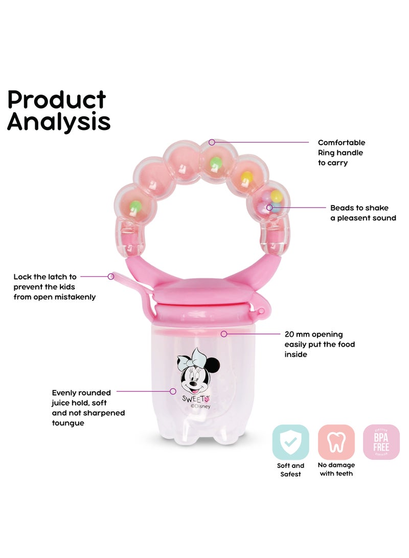 Disney Minnie Mouse Baby Toy Pacifier Silicone Fresh Fruit Infant Teether With Handle, For Infant Safely Self Feeding, BPA Free Teething Relief, 6 To 9 Months (Official Disney Product) - Image 2